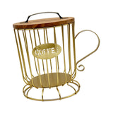 Maxbell Coffee Pod Holder Large Capacity Rustic Organizer for Countertop Kitchen Bar L gold