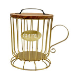 Maxbell Coffee Pod Holder Large Capacity Rustic Organizer for Countertop Kitchen Bar L gold