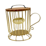 Maxbell Coffee Pod Holder Large Capacity Rustic Organizer for Countertop Kitchen Bar L gold