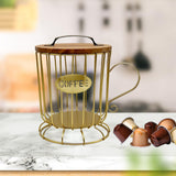 Maxbell Coffee Pod Holder Large Capacity Rustic Organizer for Countertop Kitchen Bar L gold