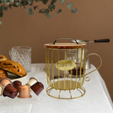 Maxbell Coffee Pod Holder Large Capacity Rustic Organizer for Countertop Kitchen Bar L gold