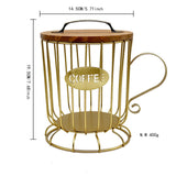 Maxbell Coffee Pod Holder Large Capacity Rustic Organizer for Countertop Kitchen Bar L gold