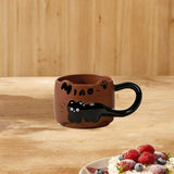 Maxbell Ceramic Coffee Mug with Handle Unique Coffee Cup for Restaurant Kitchen Cafe brown