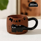 Maxbell Ceramic Coffee Mug with Handle Unique Coffee Cup for Restaurant Kitchen Cafe brown