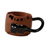 Maxbell Ceramic Coffee Mug with Handle Unique Coffee Cup for Restaurant Kitchen Cafe brown