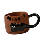 Maxbell Ceramic Coffee Mug with Handle Unique Coffee Cup for Restaurant Kitchen Cafe brown