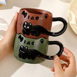 Maxbell Ceramic Coffee Mug with Handle Unique Coffee Cup for Restaurant Kitchen Cafe brown