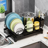 Maxbell Dish Drying Rack Portable Dish Drainer for Home Use Kitchen Counter Flatware Black