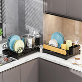 Maxbell Dish Drying Rack Portable Dish Drainer for Home Use Kitchen Counter Flatware Black