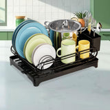 Maxbell Dish Drying Rack Portable Dish Drainer for Home Use Kitchen Counter Flatware Black