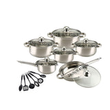 Maxbell 6x Pots and Pans Set Saucepan Sturdy Cookware Set for Indoor Camping Kitchen 12PCS Silver Handle