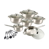 Maxbell 6x Pots and Pans Set Saucepan Sturdy Cookware Set for Indoor Camping Kitchen 12PCS Silver Handle