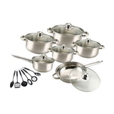 Maxbell 6x Pots and Pans Set Saucepan Sturdy Cookware Set for Indoor Camping Kitchen 12PCS Silver Handle