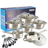 Maxbell 6x Pots and Pans Set Saucepan Sturdy Cookware Set for Indoor Camping Kitchen 12PCS Silver Handle
