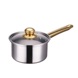 Maxbell 6x Pots and Pans Set Saucepan Sturdy Cookware Set for Indoor Camping Kitchen 18PCS Gold Handle