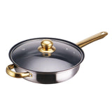 Maxbell 6x Pots and Pans Set Saucepan Sturdy Cookware Set for Indoor Camping Kitchen 18PCS Gold Handle