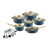 Maxbell 6x Pots and Pans Set Saucepan Sturdy Cookware Set for Indoor Camping Kitchen 18PCS Blue