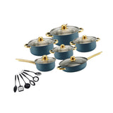 Maxbell 6x Pots and Pans Set Saucepan Sturdy Cookware Set for Indoor Camping Kitchen 18PCS Blue