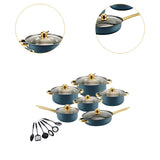 Maxbell 6x Pots and Pans Set Saucepan Sturdy Cookware Set for Indoor Camping Kitchen 18PCS Blue