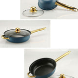 Maxbell 6x Pots and Pans Set Saucepan Sturdy Cookware Set for Indoor Camping Kitchen 18PCS Blue