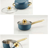 Maxbell 6x Pots and Pans Set Saucepan Sturdy Cookware Set for Indoor Camping Kitchen 18PCS Blue