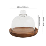 Maxbell Wood Cake Tray with Glass Dome Serving Tray for Holiday Shop Display Kitchen 10.4cmx9cm