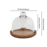 Maxbell Wood Cake Tray with Glass Dome Serving Tray for Holiday Shop Display Kitchen 11.8cmx10.5cm