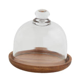 Maxbell Wood Cake Tray with Glass Dome Serving Tray for Holiday Shop Display Kitchen 11.8cmx10.5cm