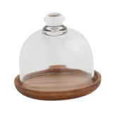 Maxbell Wood Cake Tray with Glass Dome Serving Tray for Holiday Shop Display Kitchen 11.8cmx10.5cm