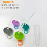 Maxbell Soda Can Lid with Straw Easy to Use Silicone Press to Seal for Standard Cans blue green