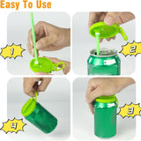 Maxbell Soda Can Lid with Straw Easy to Use Silicone Press to Seal for Standard Cans blue green