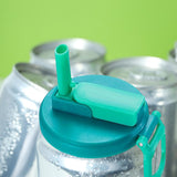 Maxbell Soda Can Lid with Straw Easy to Use Silicone Press to Seal for Standard Cans blue green