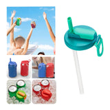 Maxbell Soda Can Lid with Straw Easy to Use Silicone Press to Seal for Standard Cans blue green