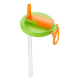 Maxbell Soda Can Lid with Straw Easy to Use Silicone Press to Seal for Standard Cans green orange