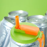 Maxbell Soda Can Lid with Straw Easy to Use Silicone Press to Seal for Standard Cans green orange