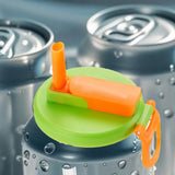 Maxbell Soda Can Lid with Straw Easy to Use Silicone Press to Seal for Standard Cans green orange