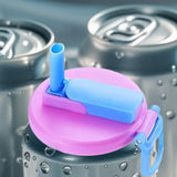 Maxbell Soda Can Lid with Straw Easy to Use Silicone Press to Seal for Standard Cans purple blue