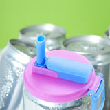 Maxbell Soda Can Lid with Straw Easy to Use Silicone Press to Seal for Standard Cans purple blue