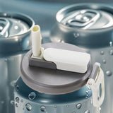 Maxbell Soda Can Lid with Straw Easy to Use Silicone Press to Seal for Standard Cans gray white