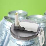Maxbell Soda Can Lid with Straw Easy to Use Silicone Press to Seal for Standard Cans gray white