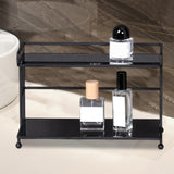 Maxbell Bathroom Countertop Organizer Double Layer Sturdy for Desktop Kitchen Office black