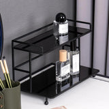 Maxbell Bathroom Countertop Organizer Double Layer Sturdy for Desktop Kitchen Office black