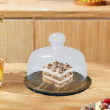 Maxbell Cake Stand with Glass Dome Dish Bread Display for Festive Party Hotels Shops M