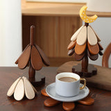 Maxbell Wooden Tree Coasters Housewarming Gift Wooden Trivets for Pan Hot Pot Teapot yellow moon