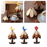 Maxbell Wooden Tree Coasters Housewarming Gift Wooden Trivets for Pan Hot Pot Teapot yellow moon