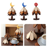 Maxbell Wooden Tree Coasters Housewarming Gift Wooden Trivets for Pan Hot Pot Teapot yellow moon