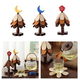 Maxbell Wooden Tree Coasters Housewarming Gift Wooden Trivets for Pan Hot Pot Teapot yellow moon