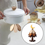 Maxbell Wooden Tree Coasters Housewarming Gift Wooden Trivets for Pan Hot Pot Teapot yellow moon