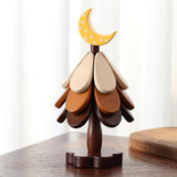 Maxbell Wooden Tree Coasters Housewarming Gift Wooden Trivets for Pan Hot Pot Teapot yellow moon