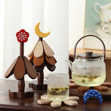 Maxbell Wooden Tree Coasters Housewarming Gift Wooden Trivets for Pan Hot Pot Teapot blue moon